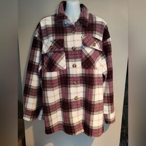 Ardene Pink and White Button Down Shirt Classic Style, Size L / XL